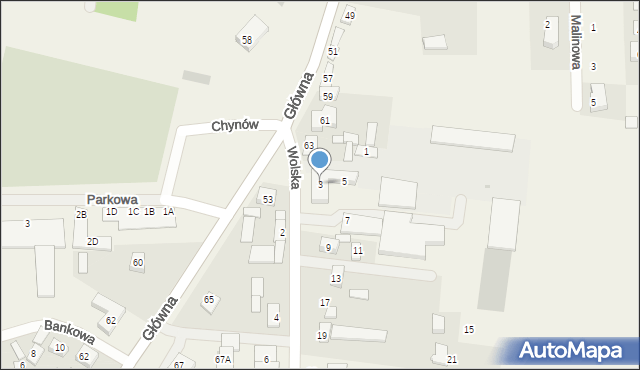 Chynów, Wolska, 3, mapa Chynów
