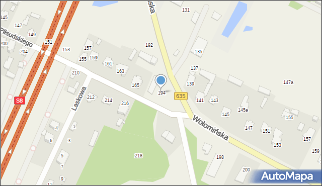 Ciemne, Wołomińska, 194, mapa Ciemne