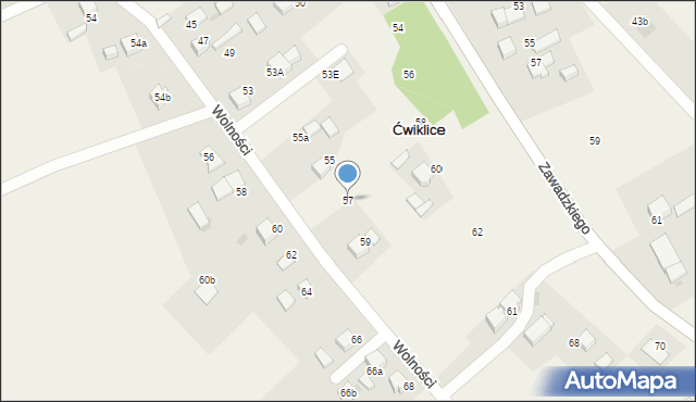 Ćwiklice, Wolności, 57, mapa Ćwiklice