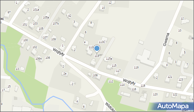 Czaniec, Wojtyły Karola, kard., 113, mapa Czaniec