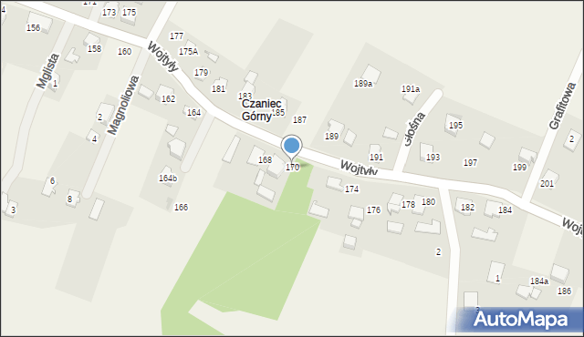 Czaniec, Wojtyły Karola, kard., 170, mapa Czaniec