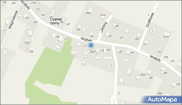 Czaniec, Wojtyły Karola, kard., 176, mapa Czaniec