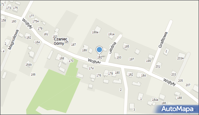 Czaniec, Wojtyły Karola, kard., 191, mapa Czaniec