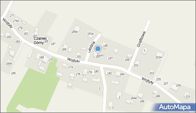 Czaniec, Wojtyły Karola, kard., 193, mapa Czaniec