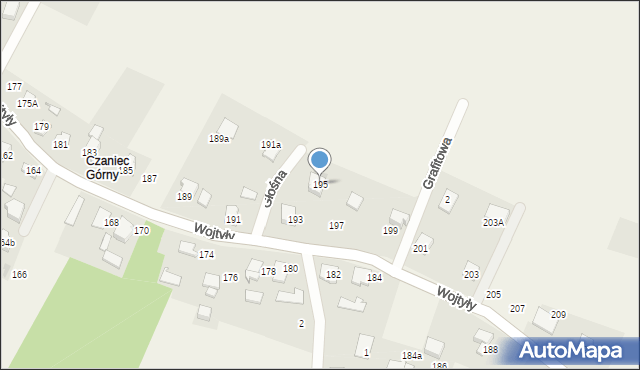 Czaniec, Wojtyły Karola, kard., 195, mapa Czaniec