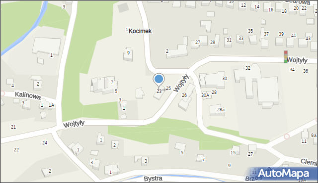 Czaniec, Wojtyły Karola, kard., 23, mapa Czaniec