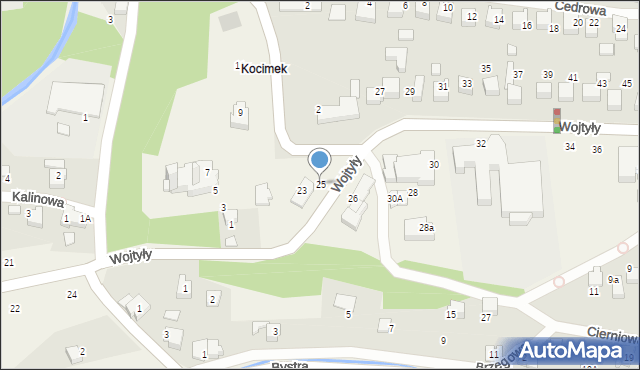 Czaniec, Wojtyły Karola, kard., 25, mapa Czaniec