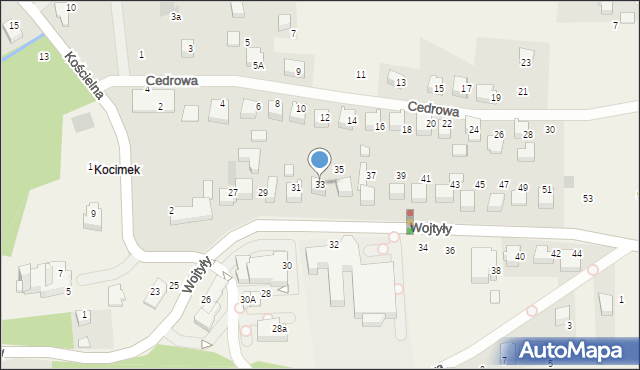 Czaniec, Wojtyły Karola, kard., 33, mapa Czaniec