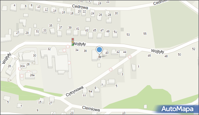 Czaniec, Wojtyły Karola, kard., 38, mapa Czaniec