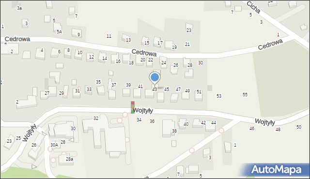 Czaniec, Wojtyły Karola, kard., 43, mapa Czaniec