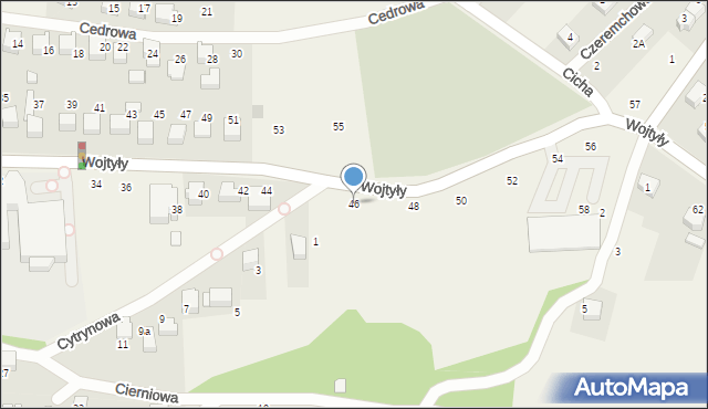 Czaniec, Wojtyły Karola, kard., 46, mapa Czaniec