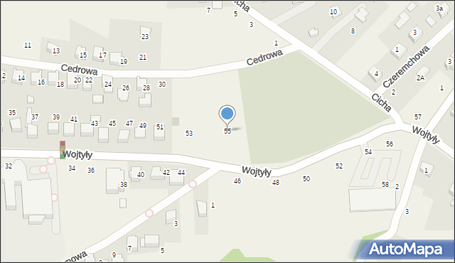 Czaniec, Wojtyły Karola, kard., 55, mapa Czaniec