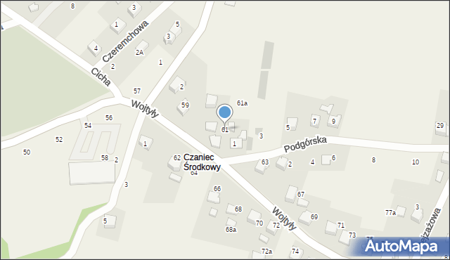 Czaniec, Wojtyły Karola, kard., 61, mapa Czaniec