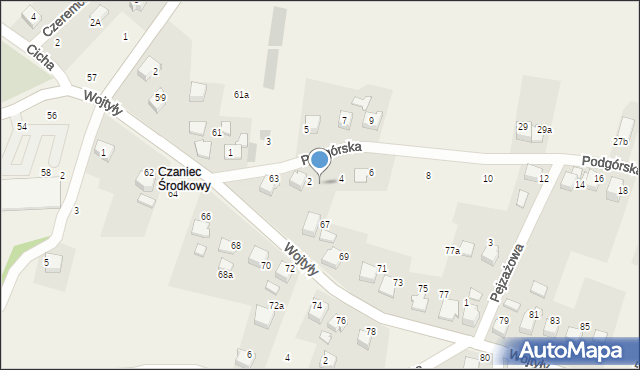 Czaniec, Wojtyły Karola, kard., 65, mapa Czaniec