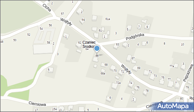 Czaniec, Wojtyły Karola, kard., 66, mapa Czaniec