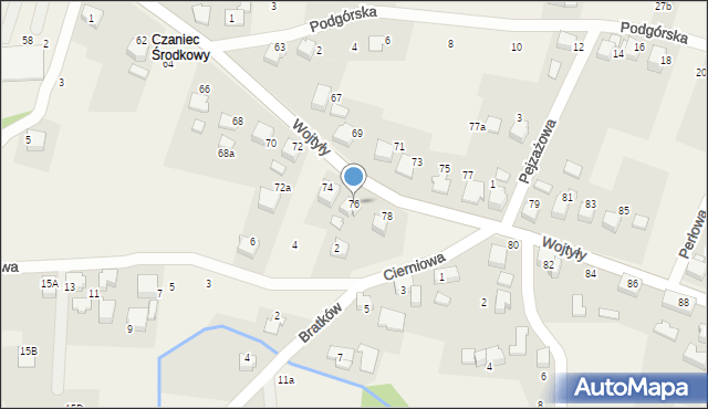 Czaniec, Wojtyły Karola, kard., 76, mapa Czaniec