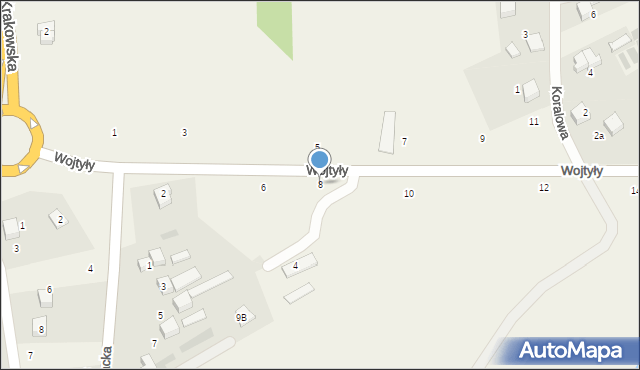 Czaniec, Wojtyły Karola, kard., 8, mapa Czaniec