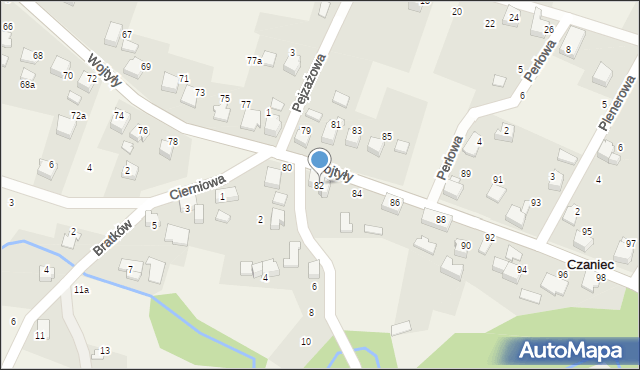 Czaniec, Wojtyły Karola, kard., 82, mapa Czaniec