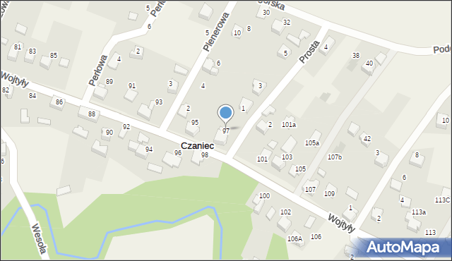 Czaniec, Wojtyły Karola, kard., 97, mapa Czaniec