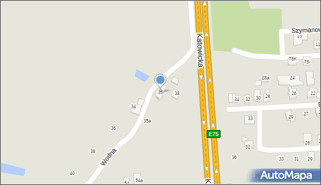 Czechowice-Dziedzice, Wodna, 35, mapa Czechowic-Dziedzic