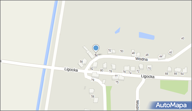 Czechowice-Dziedzice, Wodna, 54, mapa Czechowic-Dziedzic