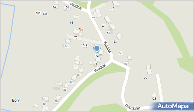 Czechowice-Dziedzice, Wodna, 74, mapa Czechowic-Dziedzic
