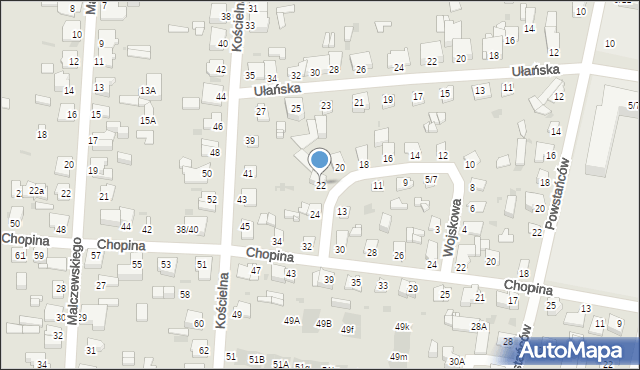 Częstochowa, Wojskowa, 22, mapa Częstochowy