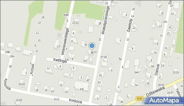 Częstochowa, Wołodyjowskiego Michała, 36, mapa Częstochowy