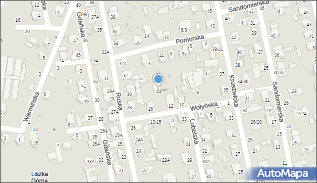 Częstochowa, Wołyńska, 14, mapa Częstochowy