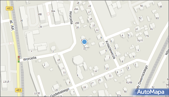 Częstochowa, Worcella Stanisława, 12, mapa Częstochowy