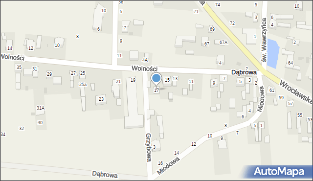 Dąbrowa, Wolności, 17, mapa Dąbrowa