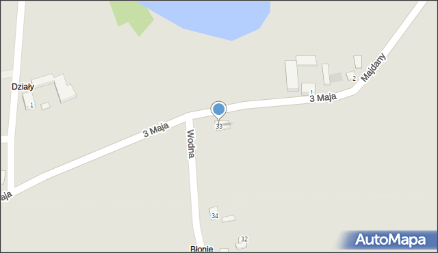 Dąbrowice, Wodna, 33, mapa Dąbrowice