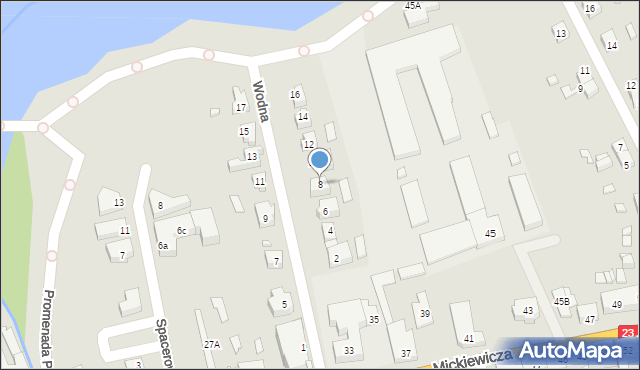 Dębno, Wodna, 8, mapa Dębno