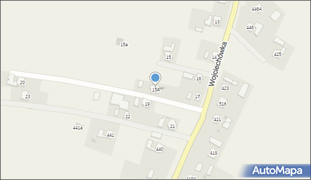 Dębów, Wojciechówka, 13A, mapa Dębów