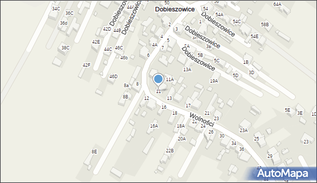 Dobieszowice, Wolności, 11, mapa Dobieszowice