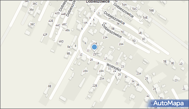 Dobieszowice, Wolności, 13, mapa Dobieszowice