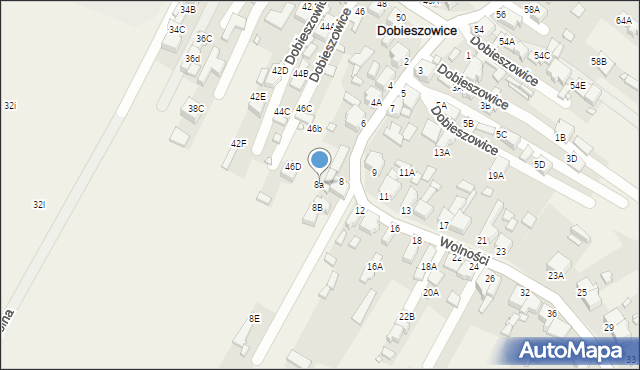 Dobieszowice, Wolności, 8a, mapa Dobieszowice