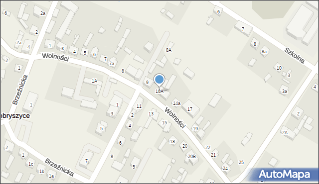 Dobryszyce, Wolności, 10A, mapa Dobryszyce
