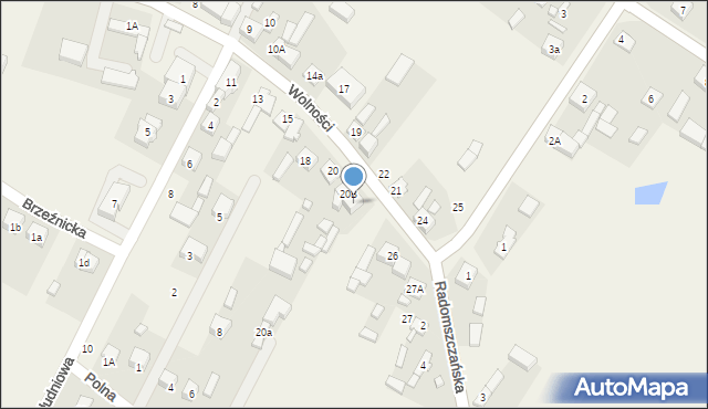 Dobryszyce, Wolności, 23, mapa Dobryszyce