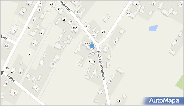 Dobryszyce, Wolności, 27A, mapa Dobryszyce
