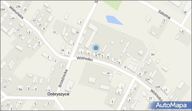 Dobryszyce, Wolności, 4, mapa Dobryszyce