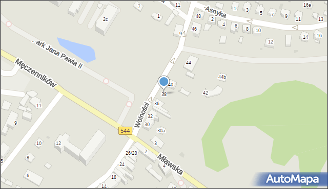 Działdowo, Wolności, 38, mapa Działdowo