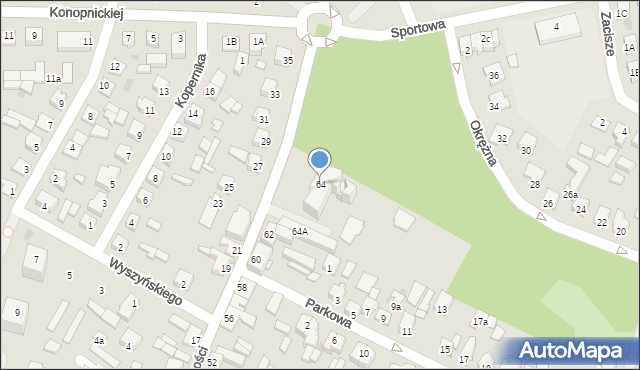 Działdowo, Wolności, 64, mapa Działdowo