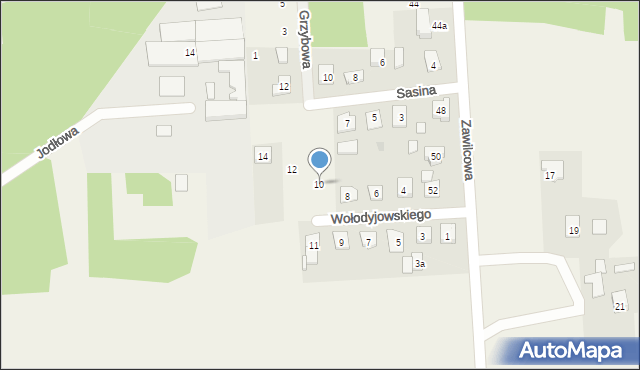 Dzięcioły, Wołodyjowskiego Michała, 10, mapa Dzięcioły