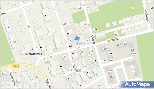 Dziwnówek, Wolności, 13, mapa Dziwnówek