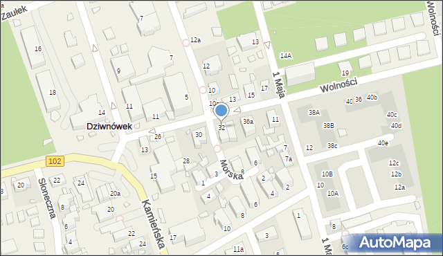 Dziwnówek, Wolności, 32, mapa Dziwnówek