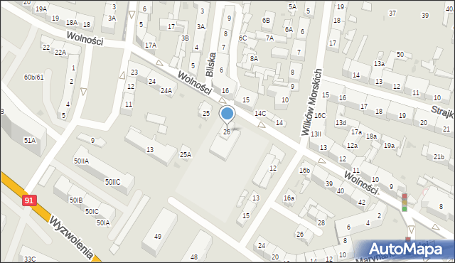 Gdańsk, Wolności, 26, mapa Gdańska