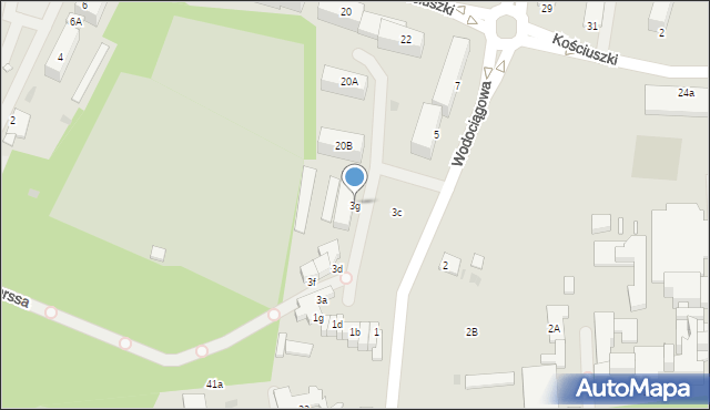 Giżycko, Wodociągowa, 3g, mapa Giżycko