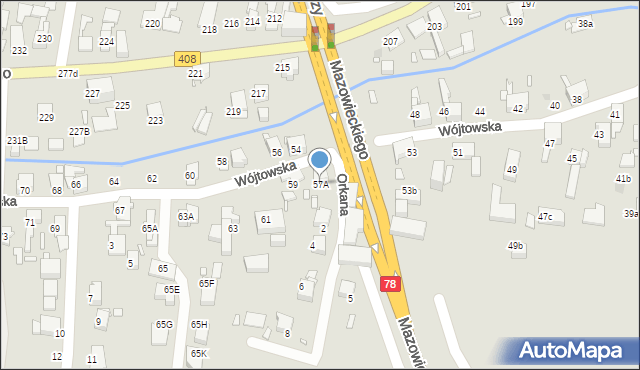 Gliwice, Wójtowska, 57A, mapa Gliwic