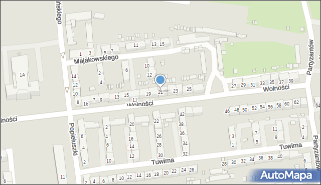 Gliwice, Wolności, 21, mapa Gliwic